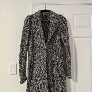 Black & White Marled Knit Long Collared Cardigan